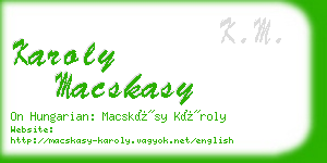 karoly macskasy business card